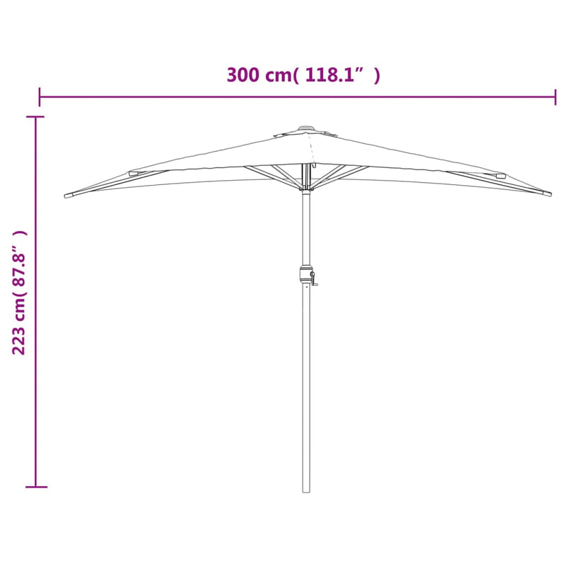 Garden Parasol with Aluminium Pole Taupe 300x155 cm Half