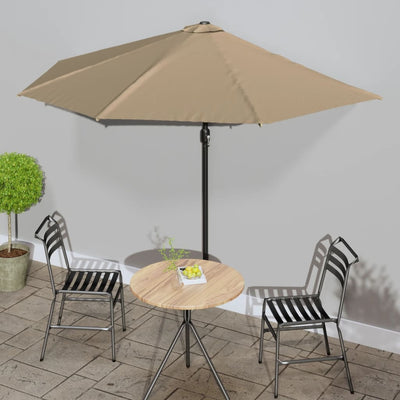 Garden Parasol with Aluminium Pole Taupe 300x155 cm Half