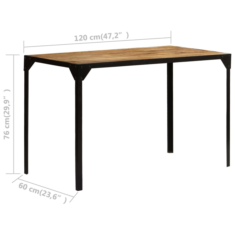 Dining Table Solid Rough Mange Wood and Steel 120 cm