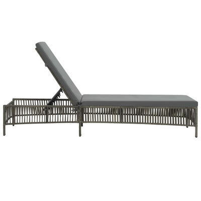 Sun Lounger with Cushion Poly Rattan Grey