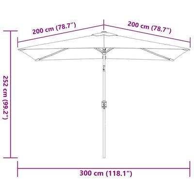 Garden Parasol with Metal Pole 300x200 cm Anthracite