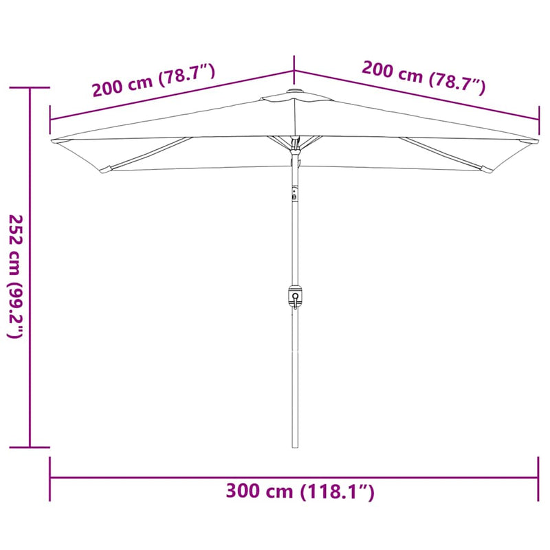 Garden Parasol with Metal Pole 300x200 cm Anthracite