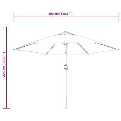 Garden Parasol with LED Lights and Steel Pole 300cm Anthracite