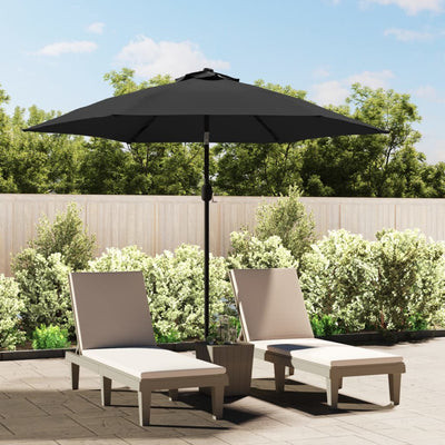 Garden Parasol with LED Lights and Steel Pole 300cm Anthracite