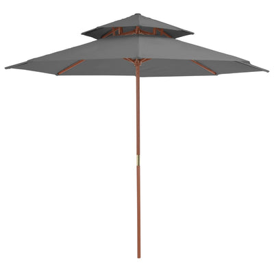 Double Decker Garden Parasol with Wooden Pole 270 cm Anthracite