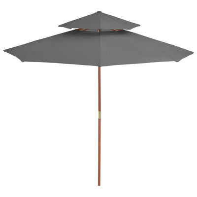 Double Decker Garden Parasol with Wooden Pole 270 cm Anthracite