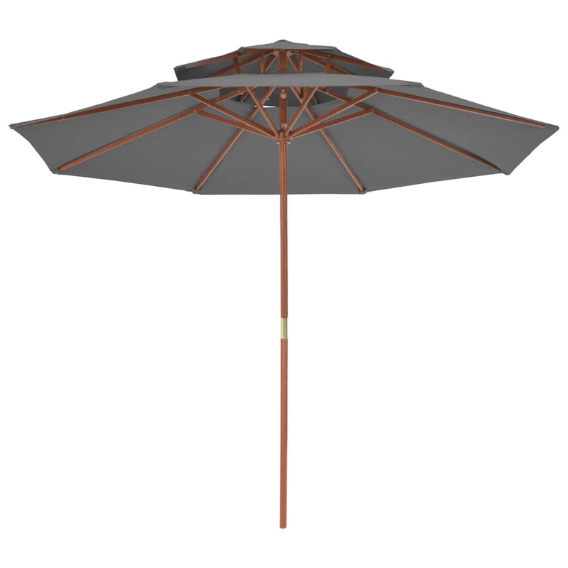 Double Decker Garden Parasol with Wooden Pole 270 cm Anthracite