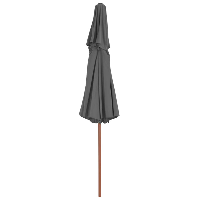 Double Decker Garden Parasol with Wooden Pole 270 cm Anthracite