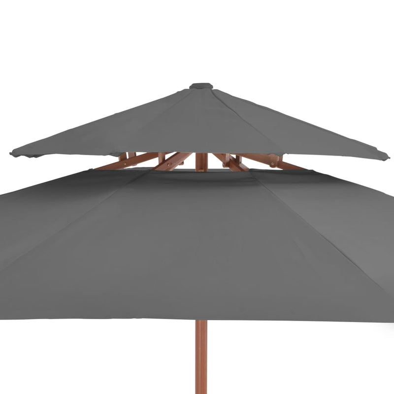 Double Decker Garden Parasol with Wooden Pole 270 cm Anthracite