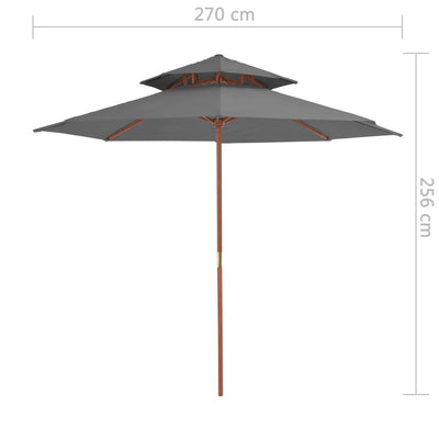 Double Decker Garden Parasol with Wooden Pole 270 cm Anthracite