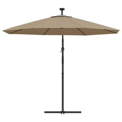 Cantilever Garden Parasol with LED Lights and Steel Pole 300 cm Taupe