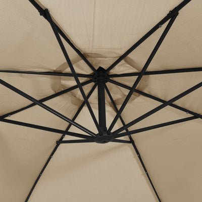 Cantilever Garden Parasol with LED Lights and Steel Pole 300 cm Taupe