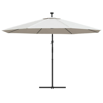 Cantilever Garden Parasol with LED Lights and Metal Pole 350 cm Sand