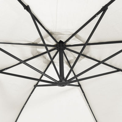 Cantilever Garden Parasol with LED Lights and Metal Pole 350 cm Sand