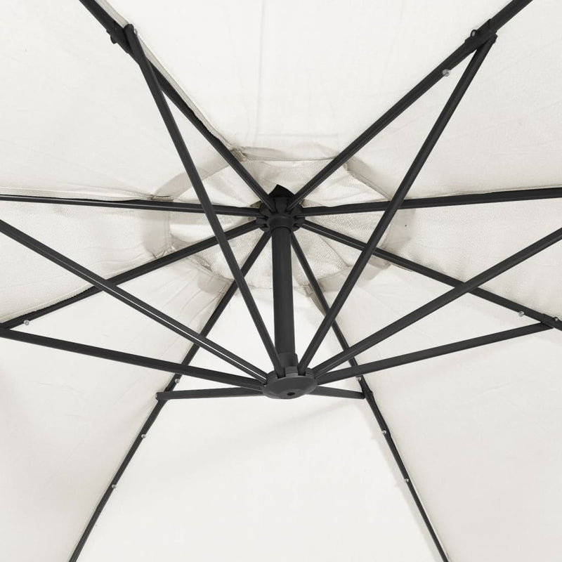 Cantilever Garden Parasol with LED Lights and Metal Pole 350 cm Sand