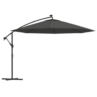 Cantilever Garden Parasol with LED Lights and Metal Pole 350 cm Anthracite