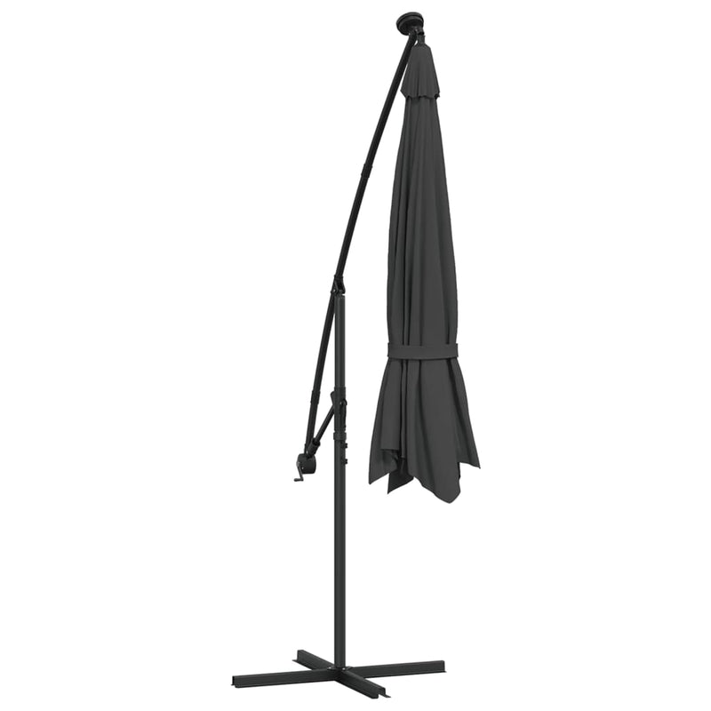 Cantilever Garden Parasol with LED Lights and Metal Pole 350 cm Anthracite