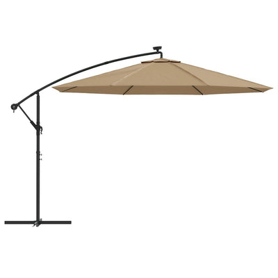 Cantilever Garden Parasol with LED Lights and Metal Pole 350 cm Taupe