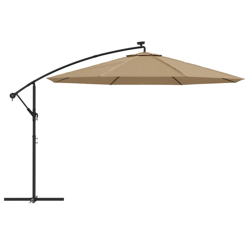 Cantilever Garden Parasol with LED Lights and Metal Pole 350 cm Taupe