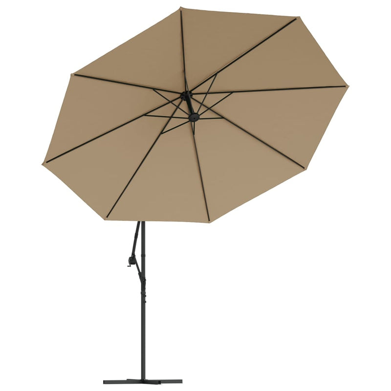 Cantilever Garden Parasol with LED Lights and Metal Pole 350 cm Taupe