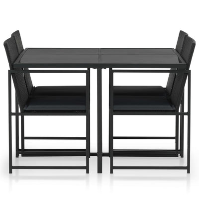 5 Piece Outdoor Dining Set with Cushions Poly Rattan Black