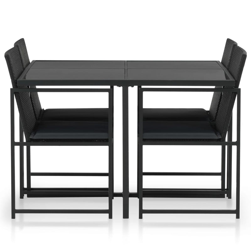 5 Piece Outdoor Dining Set with Cushions Poly Rattan Black