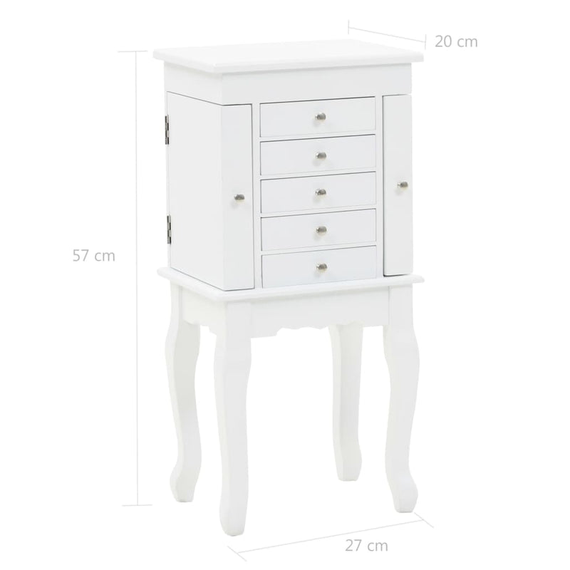 Free Standing Jewelery Cabinet White