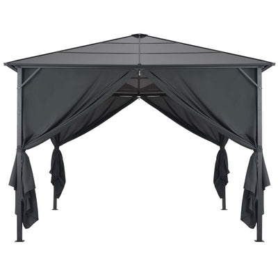 Gazebo with Curtain Aluminium 3x3 m Black