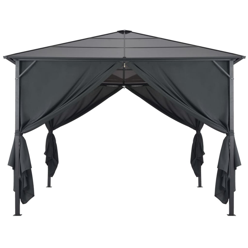 Gazebo with Curtain Aluminium 3x3 m Black