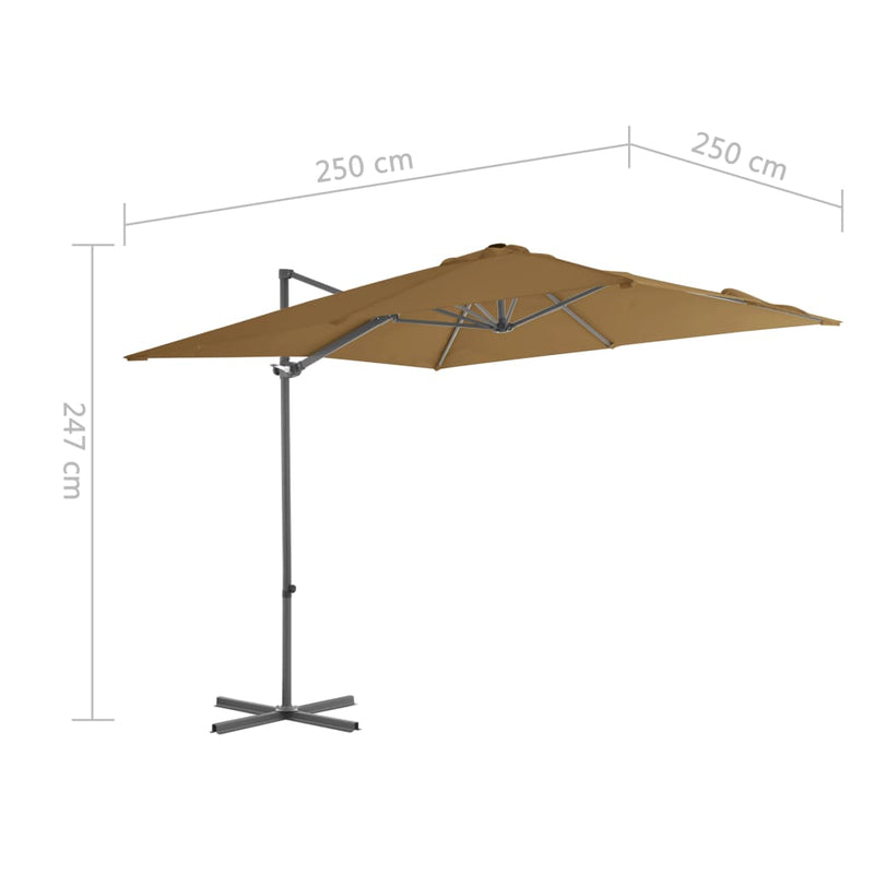 Cantilever Garden Parasol with Steel Pole Taupe 250x250 cm