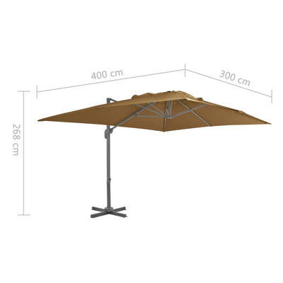 Cantilever Garden Parasol with Aluminium Pole 400x300 cm Taupe