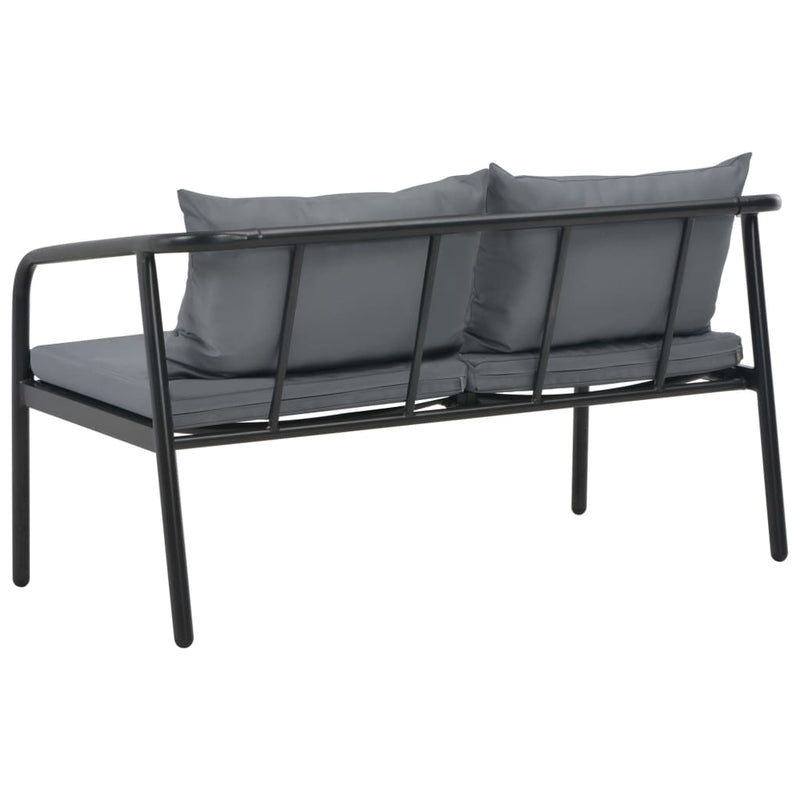 2 Seater Garden Bench with Cushions Grey Aluminium