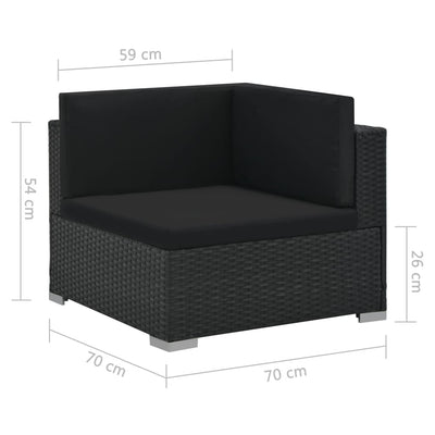 6 Piece Garden Lounge Set with Cushions Poly Rattan Black