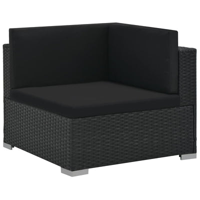 6 Piece Garden Lounge Set with Cushions Poly Rattan Black