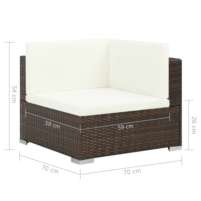 7 Piece Garden Lounge Set with Cushions Poly Rattan Brown