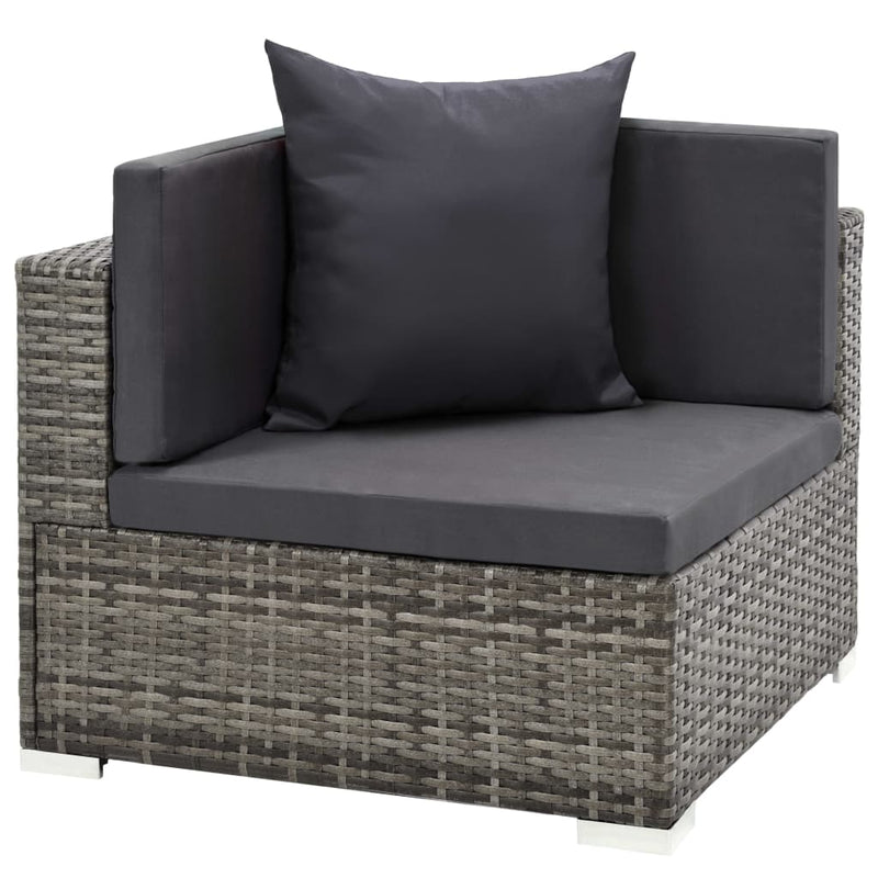 7 Piece Garden Lounge Set with Cushions Poly Rattan Grey