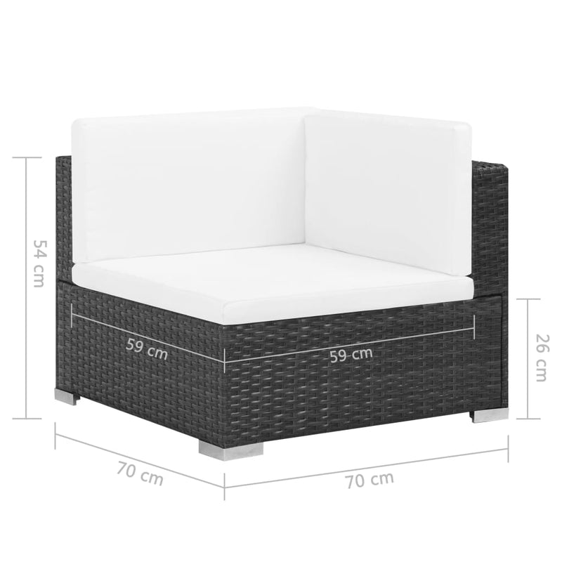 6 Piece Garden Lounge Set with Cushions Poly Rattan Black