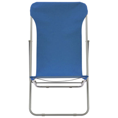 Folding Beach Chairs 2 pcs Steel and Oxford Fabric Blue