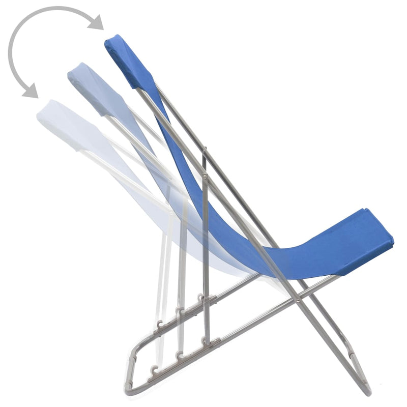 Folding Beach Chairs 2 pcs Steel and Oxford Fabric Blue