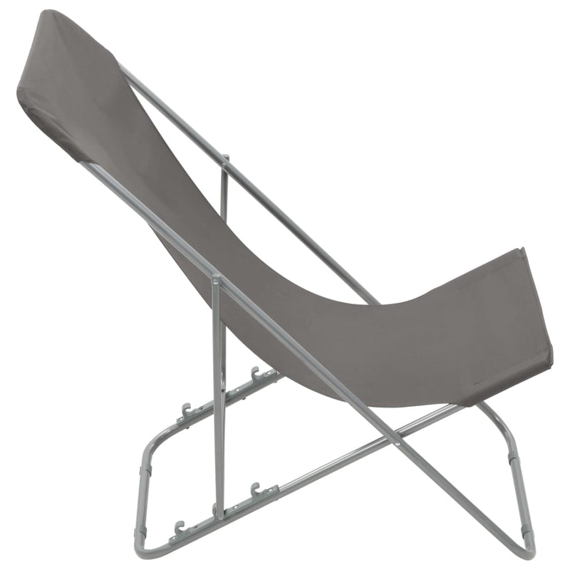 Folding Beach Chairs 2 pcs Steel and Oxford Fabric Grey