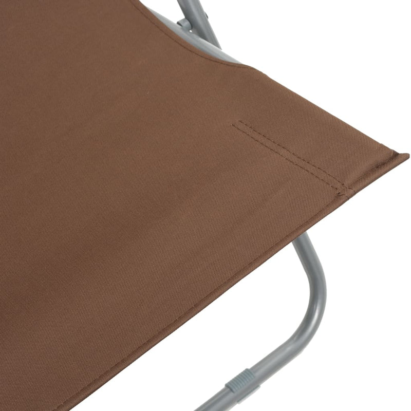 Folding Beach Chairs 2 pcs Steel and Oxford Fabric Brown