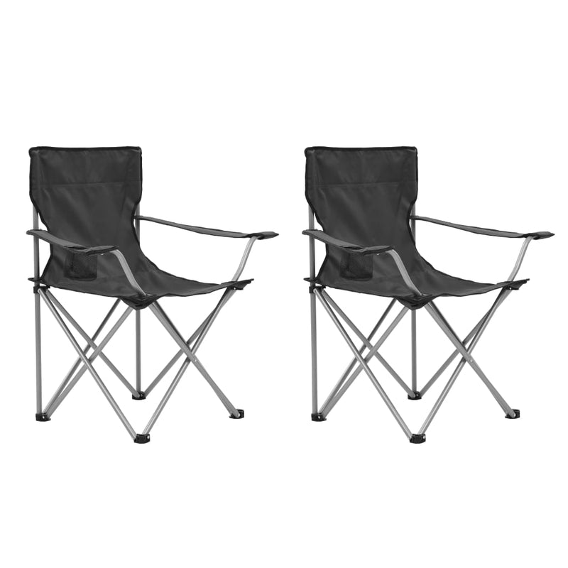 Camping Table and Chair Set 3 Pieces Grey