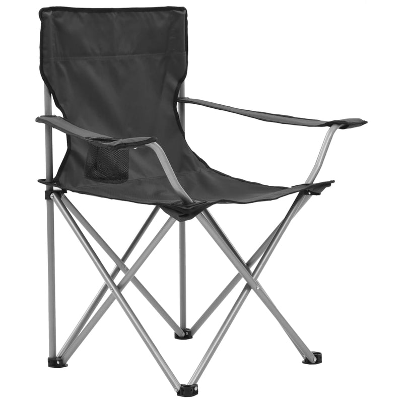 Camping Table and Chair Set 3 Pieces Grey