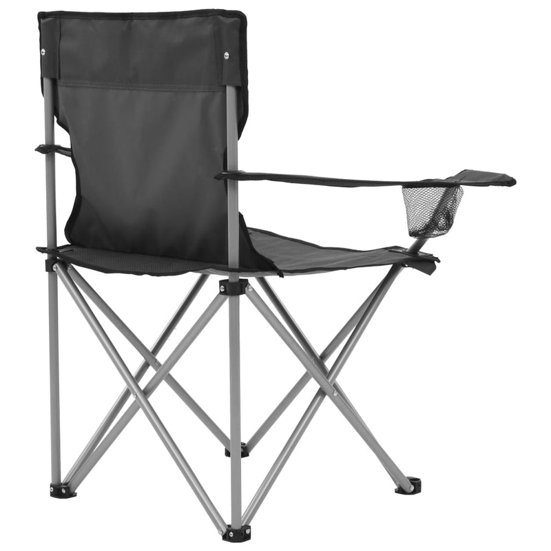 Camping Table and Chair Set 3 Pieces Grey