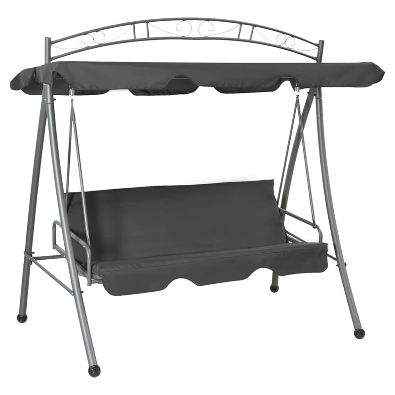 Outdoor Convertible Swing Bench with Canopy Anthracite 198x120x205 cm Steel