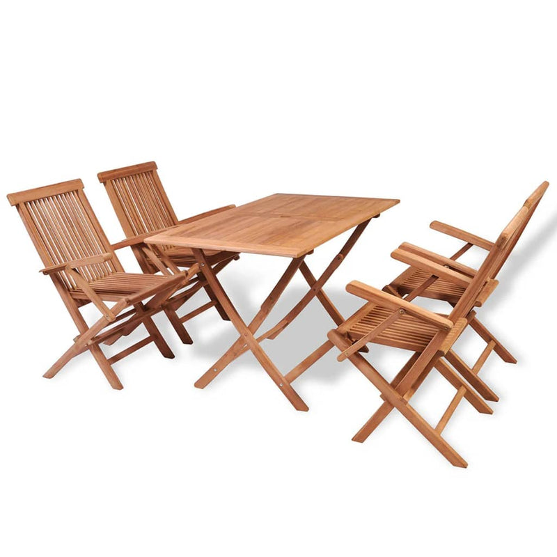 5 Piece Garden Dining Set Solid Teak Wood