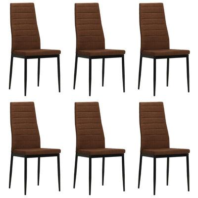 Dining Chairs 6 pcs Brown Fabric