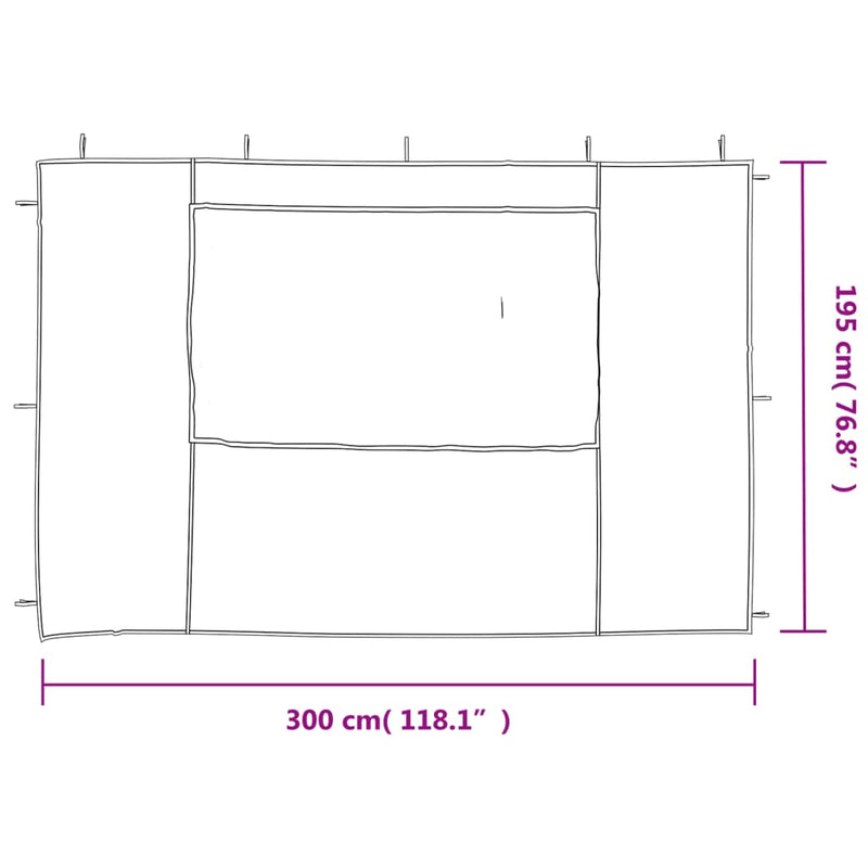 Party Tent Sidewall 2 pcs with Window PE Green