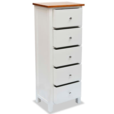 Tall Chest of Drawers 45x32x115 cm Solid Oak Wood