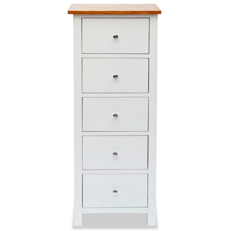 Tall Chest of Drawers 45x32x115 cm Solid Oak Wood